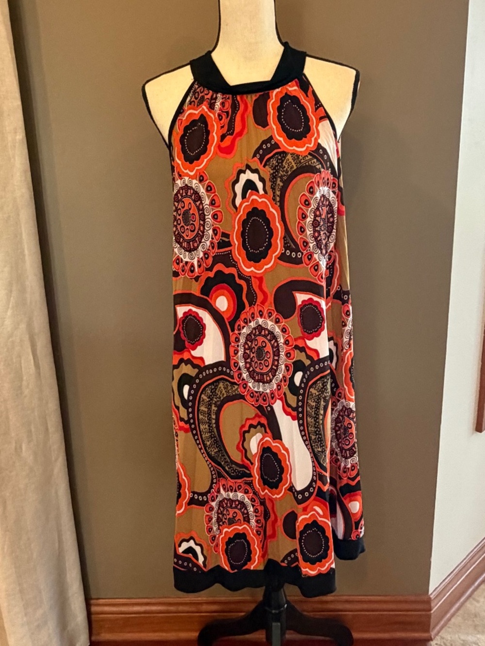 MKM Design Women's Shift Halter Dress Mod Vintage Print, Size 1X